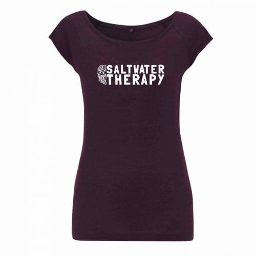 Saltwater Therapy Bamboo Ladies T Eggplant FRONT 1928 scaled