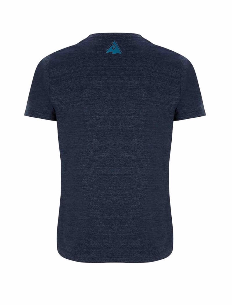 Long Paddle SUP 100% recycled melange navy classic fit unisex t shirt (rear)